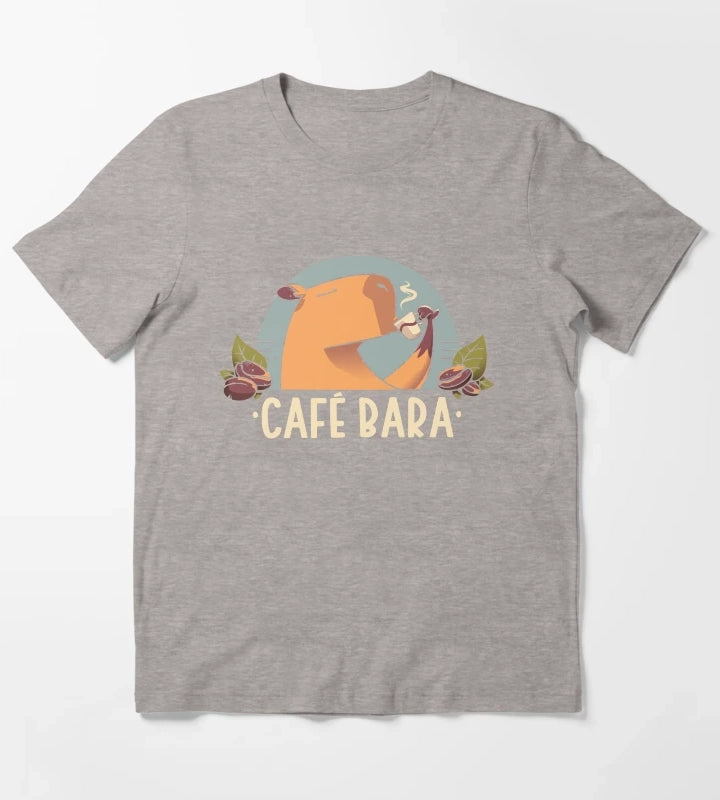 CafeBara Cute Coffee Capybara T-Shirt Heather Grey