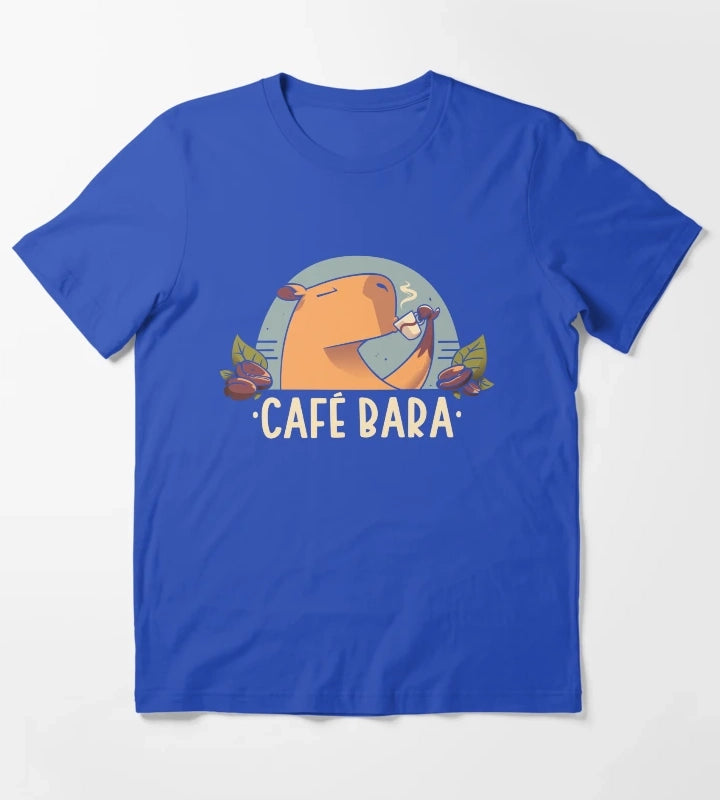 CafeBara Cute Coffee Capybara T-Shirt Blue