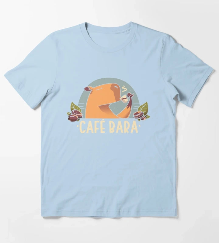CafeBara Cute Coffee Capybara T-Shirt Sky Blue
