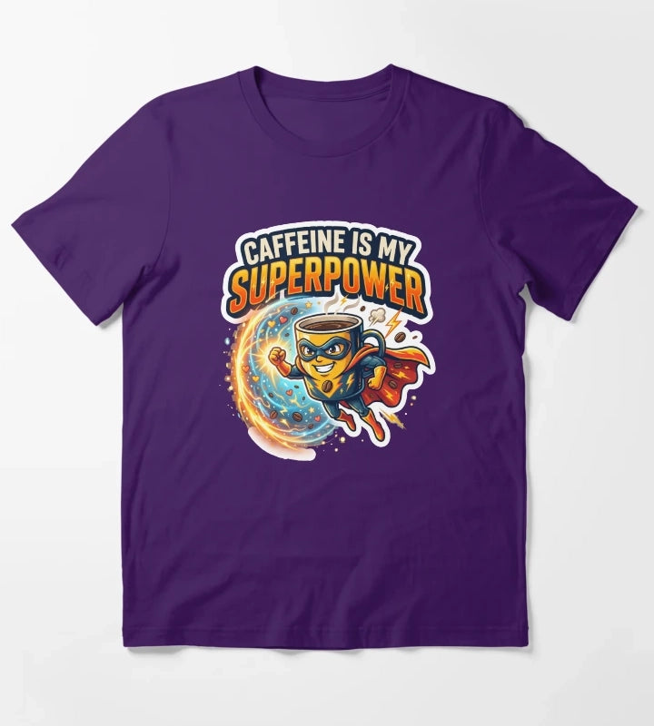 Caffeine Is My Superpower Funny Coffee Design T-Shirt Purple