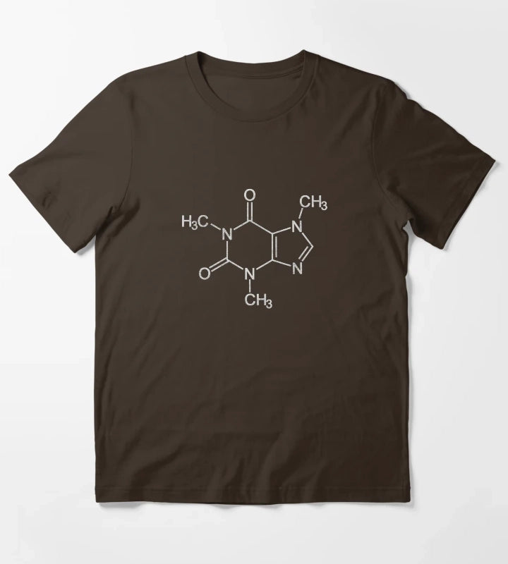 Caffeine Molecule Chemical Structure distressed light T-Shirt Brown