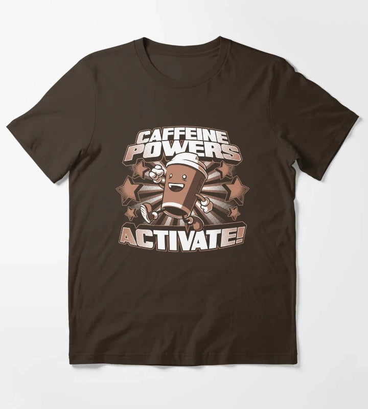 Caffeine Powers Activate T-Shirt Brown