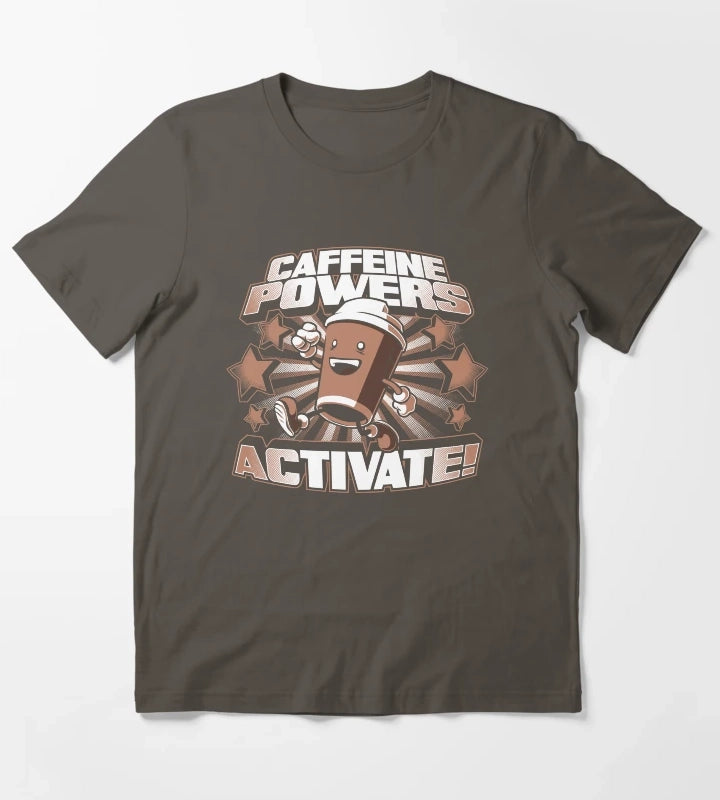 Caffeine Powers Activate T-Shirt Dark Grey