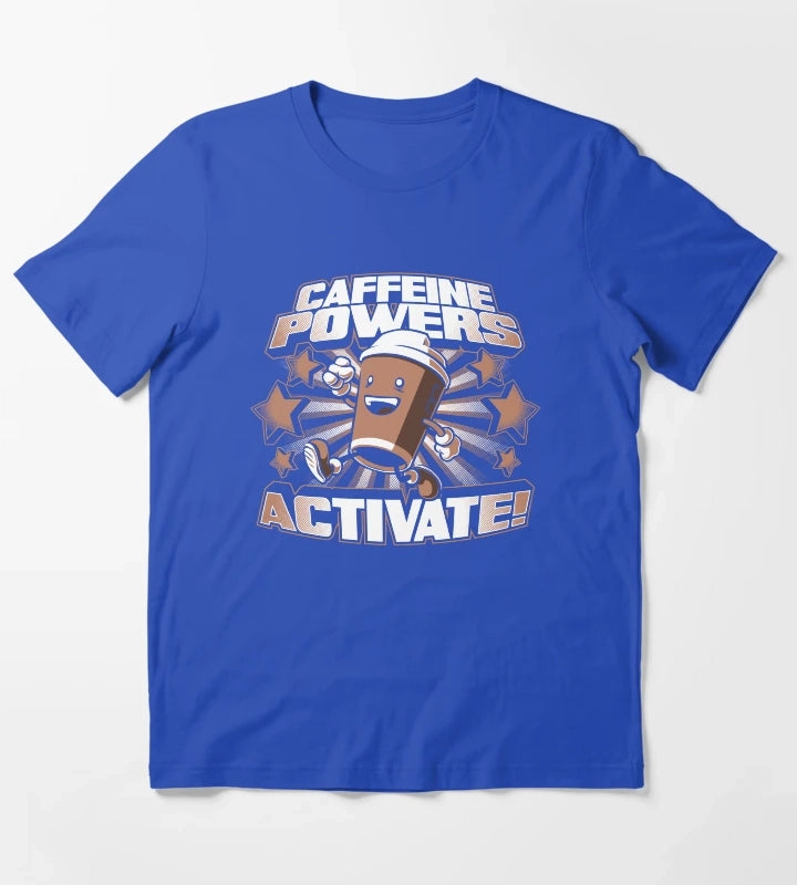 Caffeine Powers Activate T-Shirt Blue