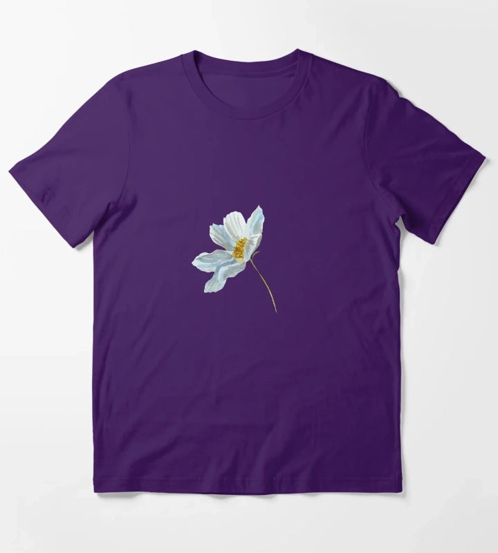 Camomile daisy flower a cute watercolor sketch T-Shirt Purple