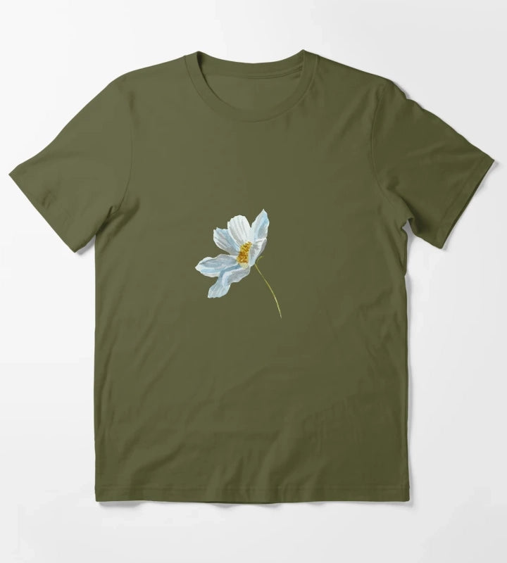 Camomile daisy flower a cute watercolor sketch T-Shirt Olive Green