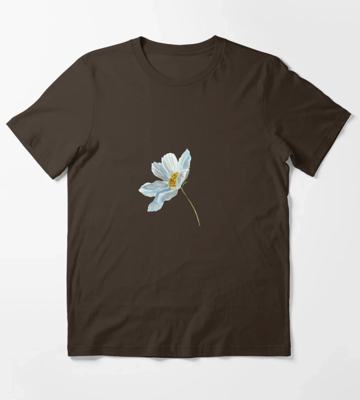 Camomile daisy flower a cute watercolor sketch T-Shirt Brown