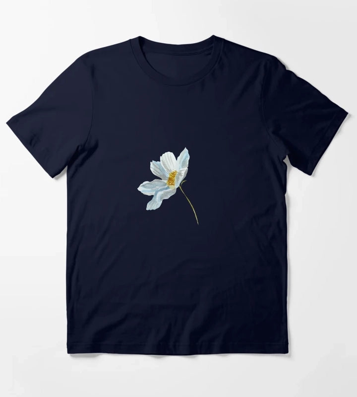 Camomile daisy flower a cute watercolor sketch T-Shirt Navy