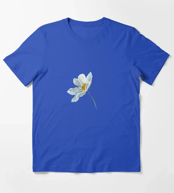 Camomile daisy flower a cute watercolor sketch T-Shirt Blue