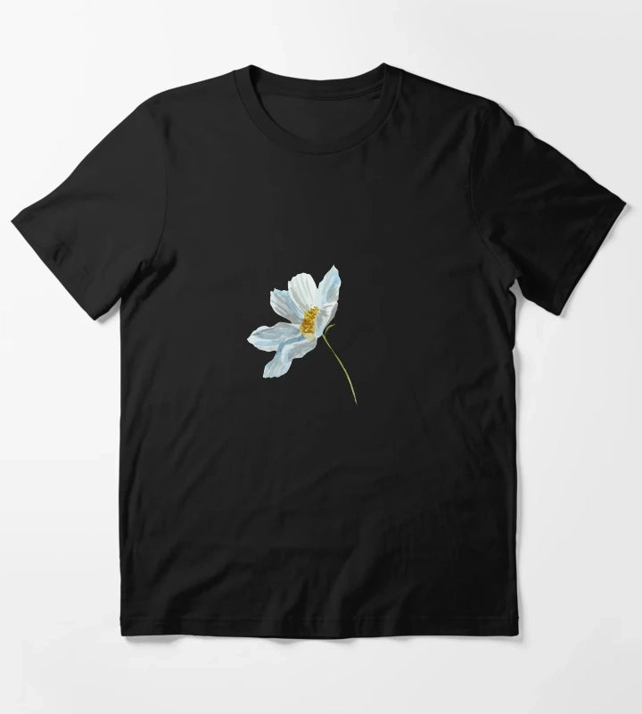 Camomile daisy flower a cute watercolor sketch black T-Shirt