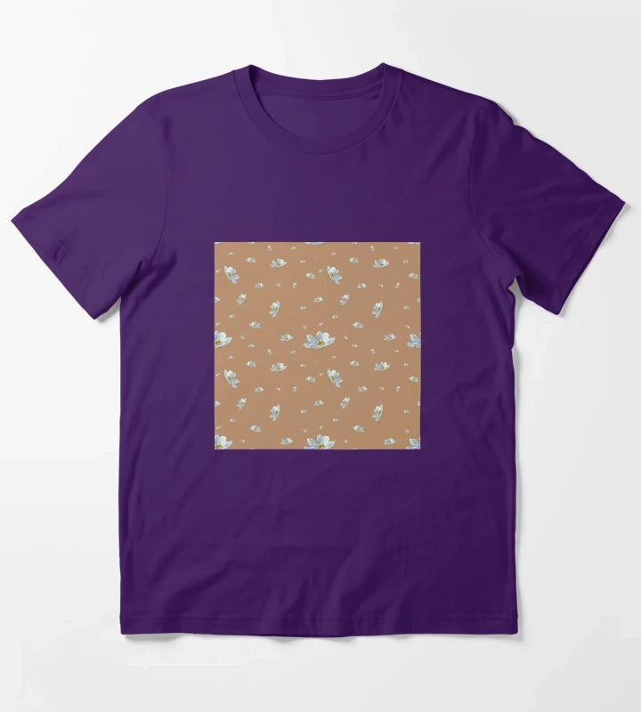Camomile daisy pattern a watercolor pattern beige T-Shirt Purple