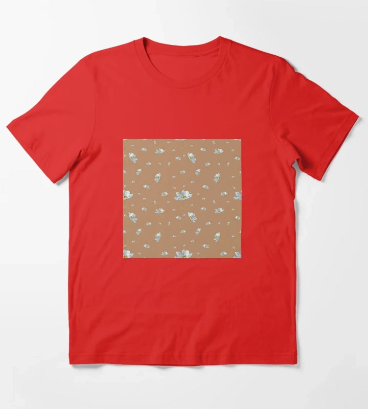 Camomile daisy pattern a watercolor pattern beige T-Shirt Red