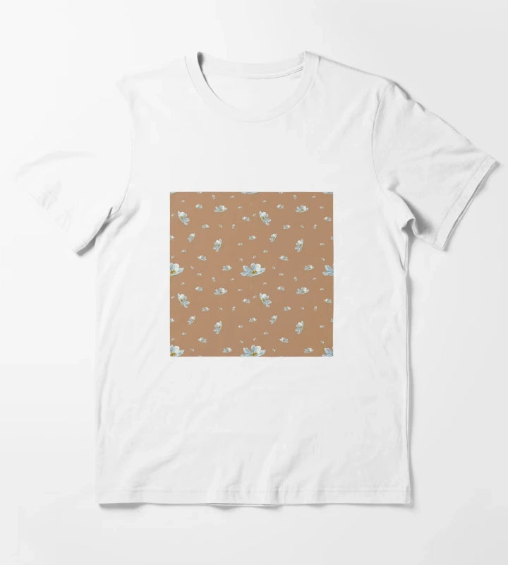 Camomile daisy pattern a watercolor pattern beige T-Shirt White
