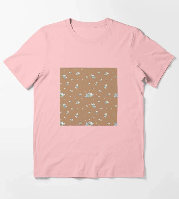 Camomile daisy pattern a watercolor pattern beige T-Shirt Dark Grey