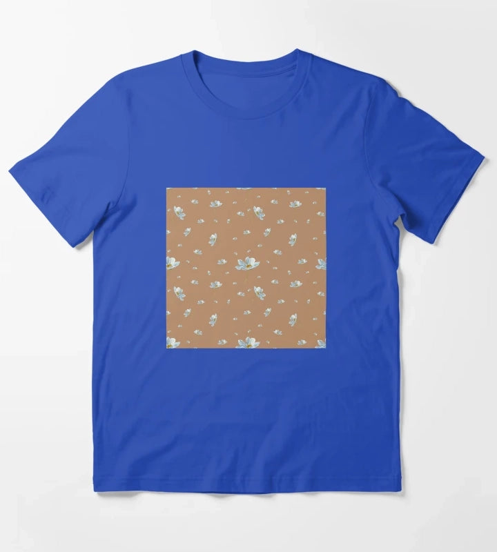 Camomile daisy pattern a watercolor pattern beige T-Shirt Blue