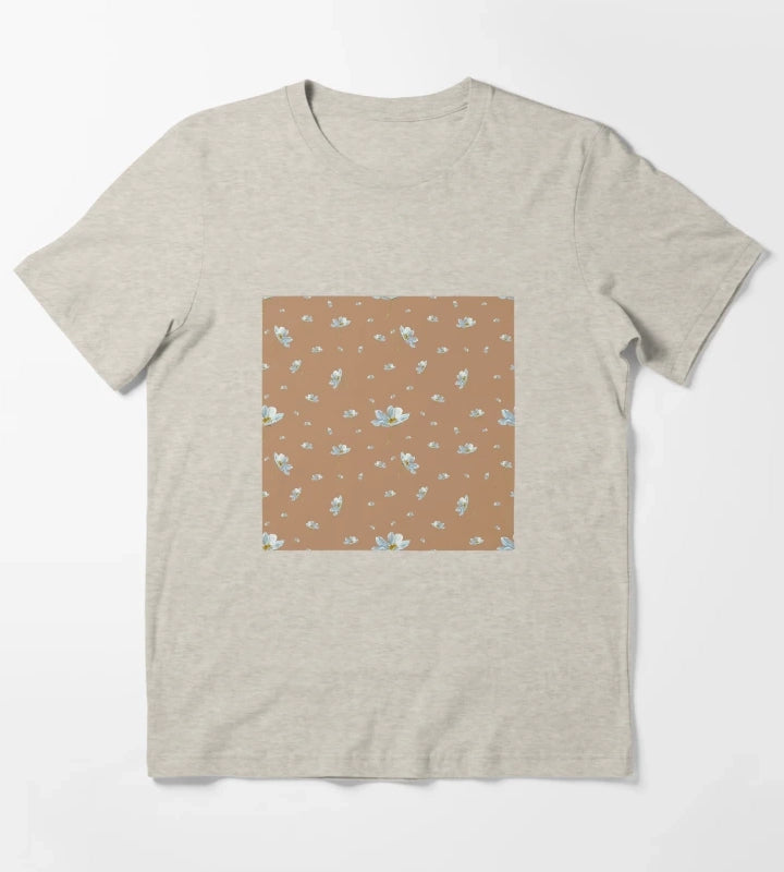 Camomile daisy pattern a watercolor pattern beige T-Shirt Cream