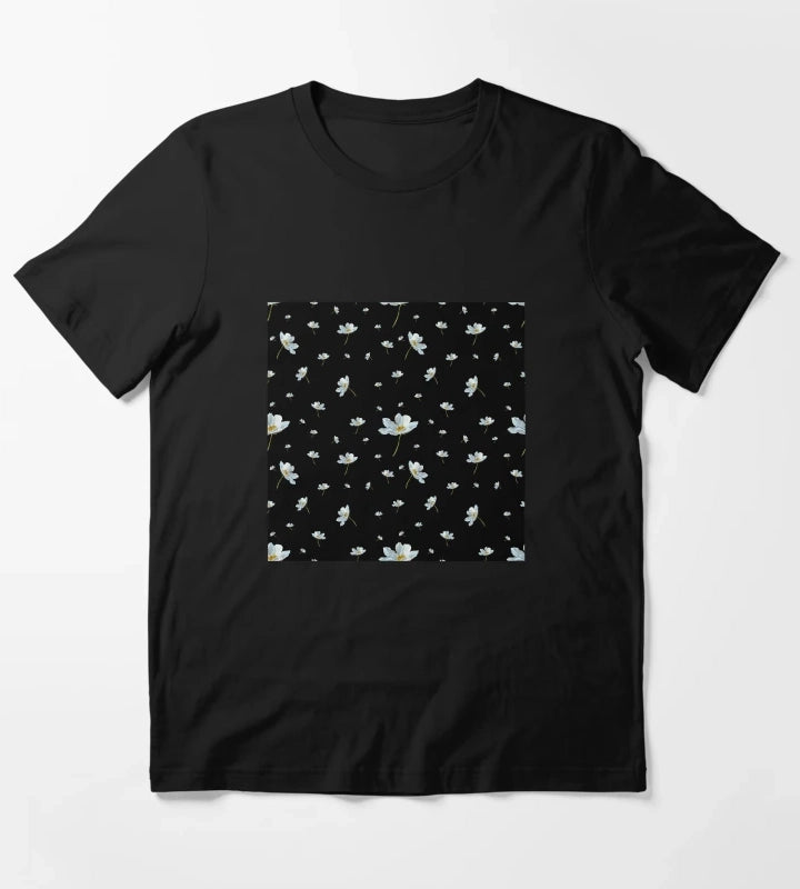 Camomile daisy pattern a watercolor pattern black T-Shirt