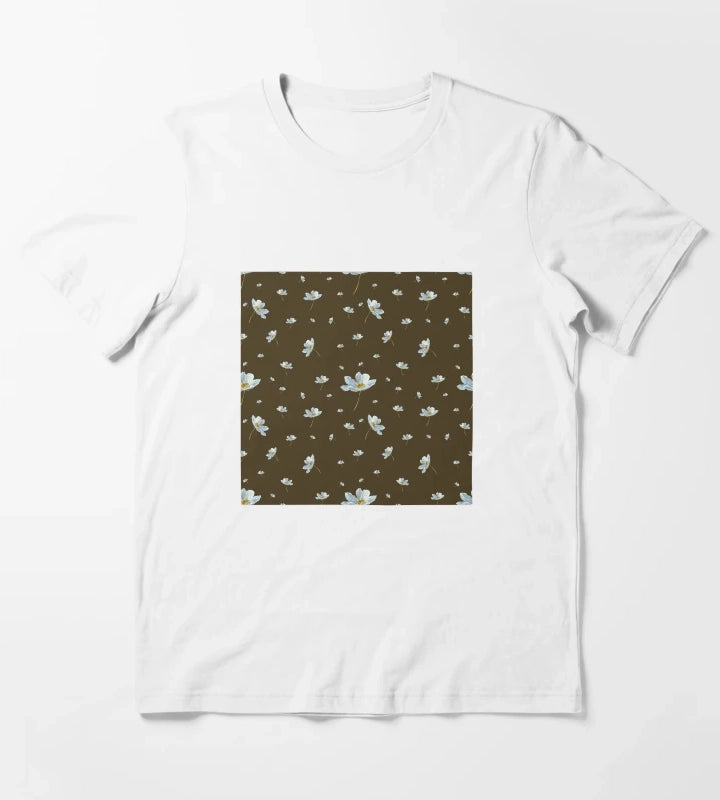 Camomile daisy pattern a watercolor pattern green T-Shirt White