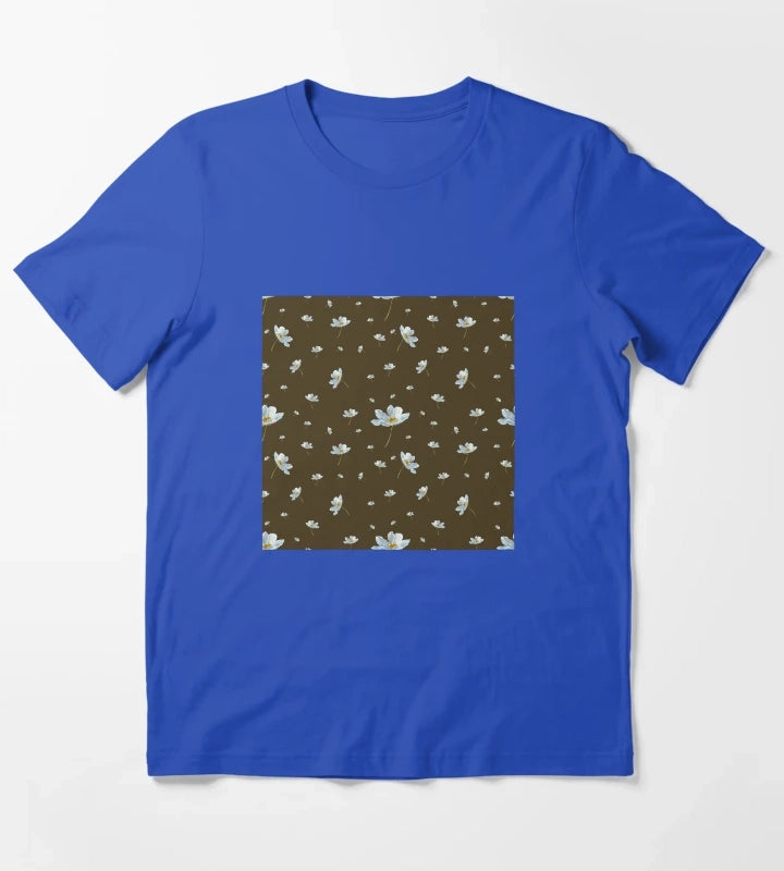 Camomile daisy pattern a watercolor pattern green T-Shirt Blue