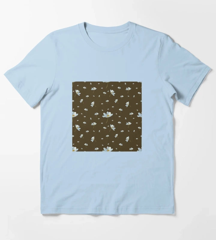 Camomile daisy pattern a watercolor pattern green T-Shirt Sky Blue