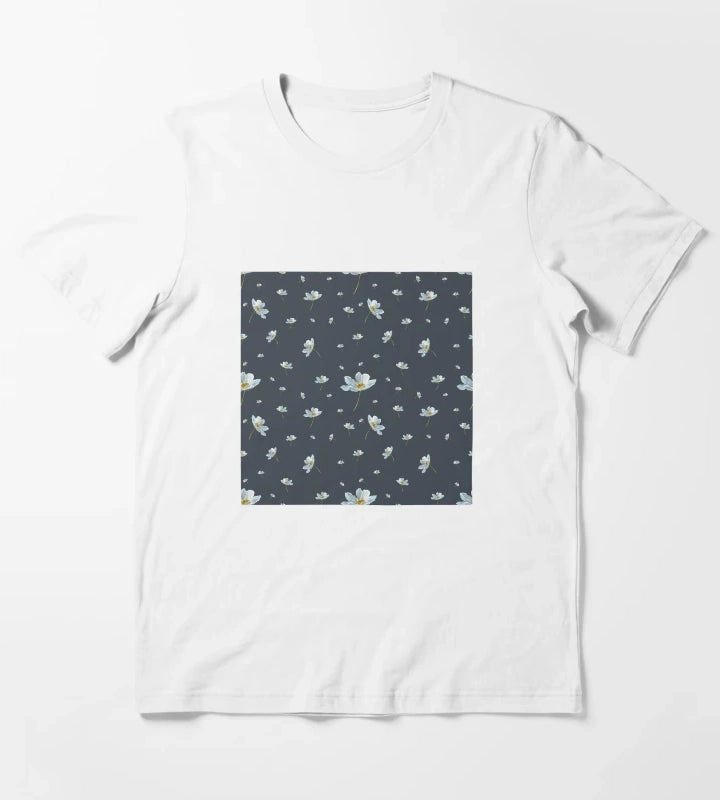 Camomile daisy pattern a watercolor pattern grey T-Shirt White