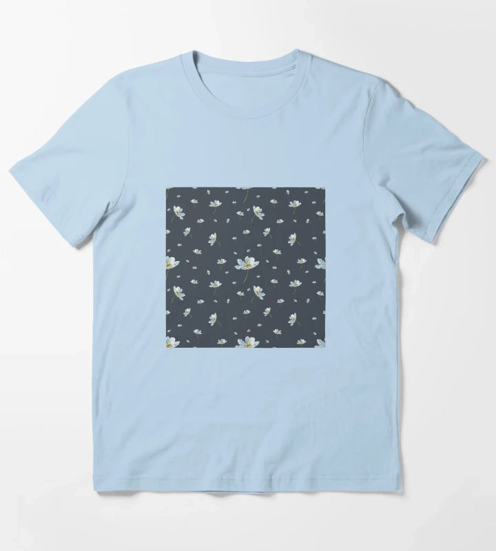 Camomile daisy pattern a watercolor pattern grey T-Shirt Sky Blue