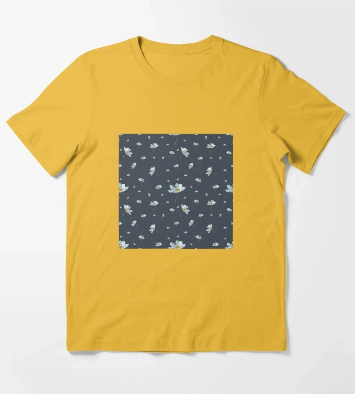 Camomile daisy pattern a watercolor pattern grey T-Shirt Yellow