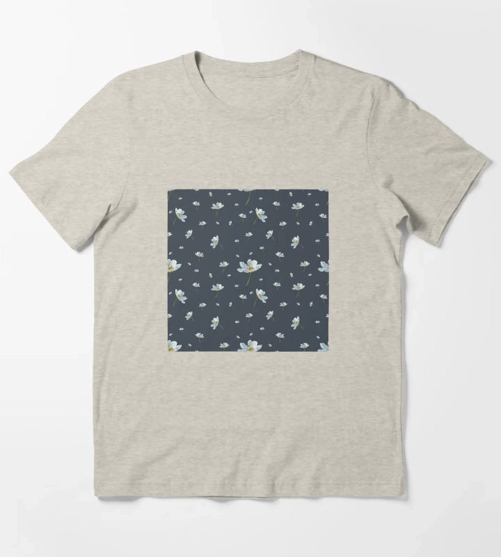 Camomile daisy pattern a watercolor pattern grey T-Shirt Cream