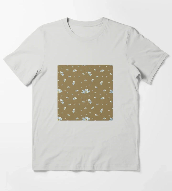 Camomile daisy pattern a watercolor pattern khaki T-Shirt Light Grey