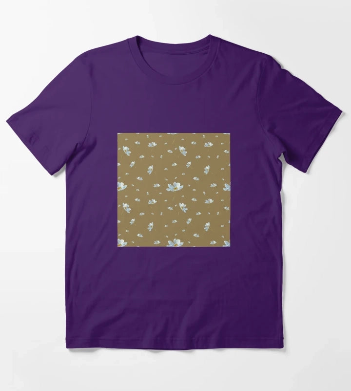 Camomile daisy pattern a watercolor pattern khaki T-Shirt Purple