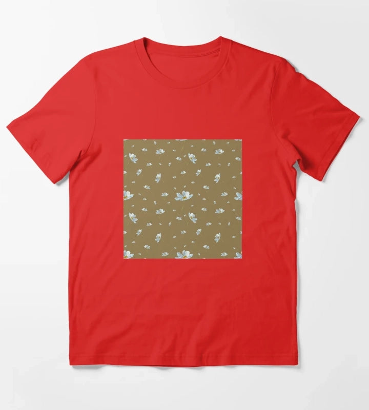 Camomile daisy pattern a watercolor pattern khaki T-Shirt Red