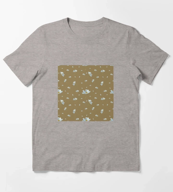 Camomile daisy pattern a watercolor pattern khaki T-Shirt Heather Grey