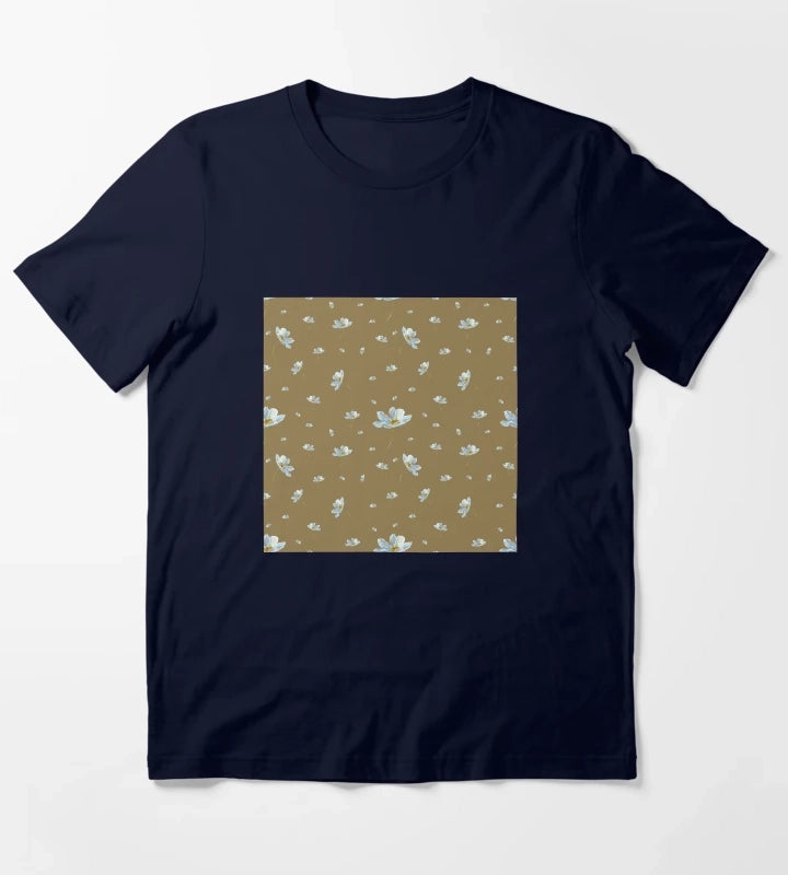 Camomile daisy pattern a watercolor pattern khaki T-Shirt Navy