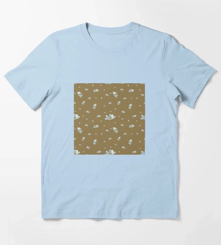Camomile daisy pattern a watercolor pattern khaki T-Shirt Sky Blue