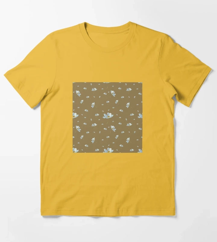 Camomile daisy pattern a watercolor pattern khaki T-Shirt Yellow