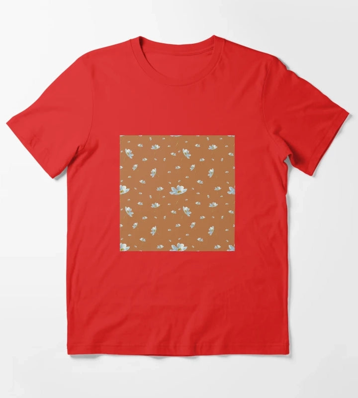Camomile daisy pattern a watercolor pattern orange T-Shirt Red