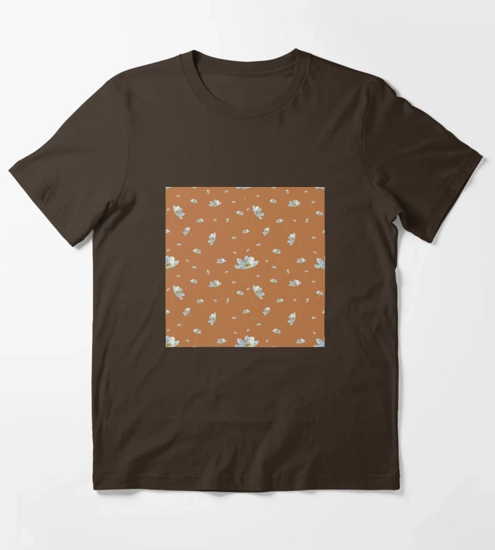 Camomile daisy pattern a watercolor pattern orange T-Shirt Brown