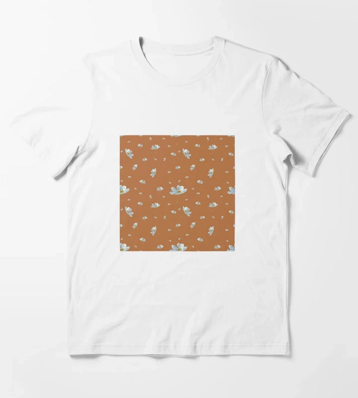 Camomile daisy pattern a watercolor pattern orange T-Shirt White