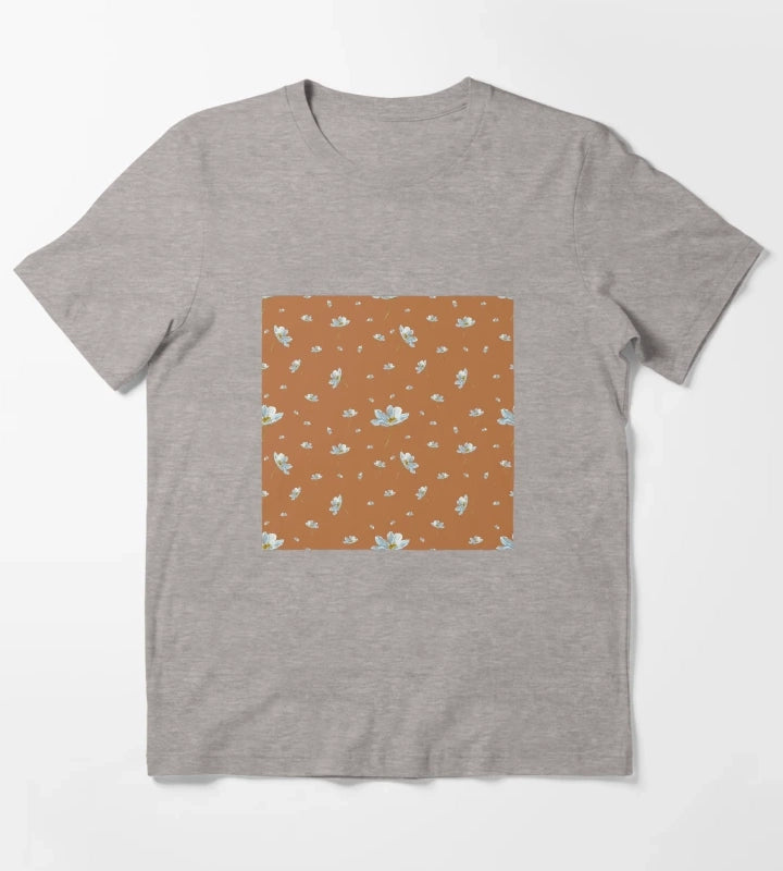 Camomile daisy pattern a watercolor pattern orange T-Shirt Heather Grey