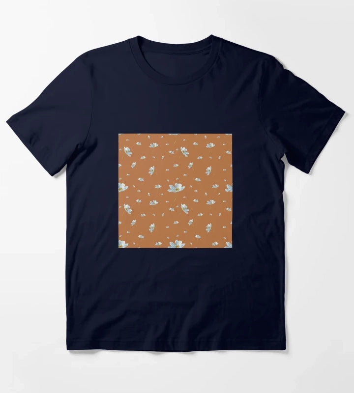 Camomile daisy pattern a watercolor pattern orange T-Shirt Navy