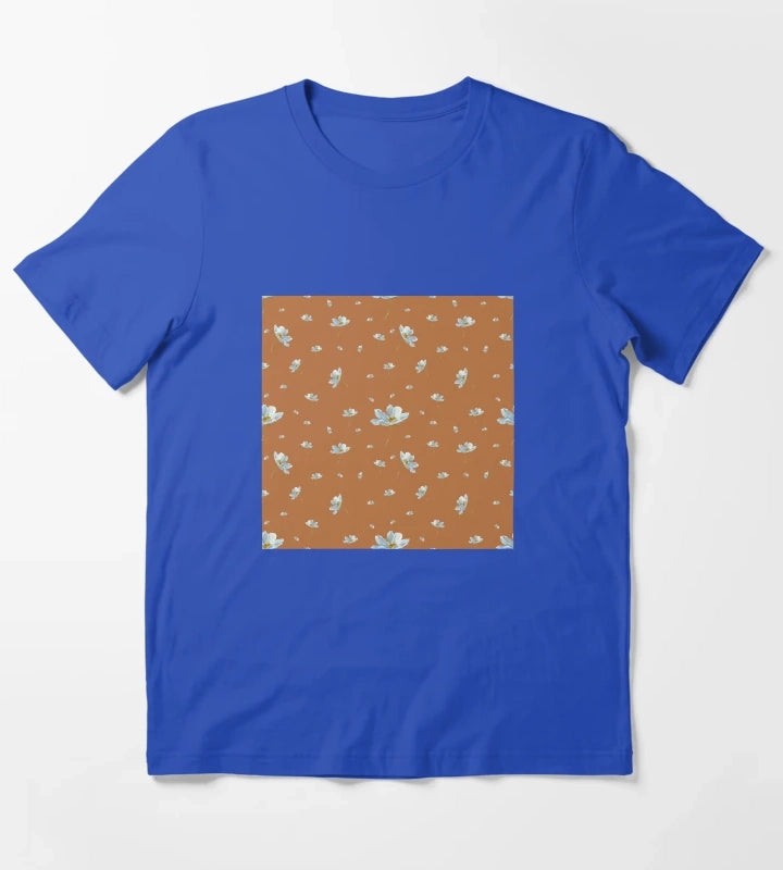 Camomile daisy pattern a watercolor pattern orange T-Shirt Blue