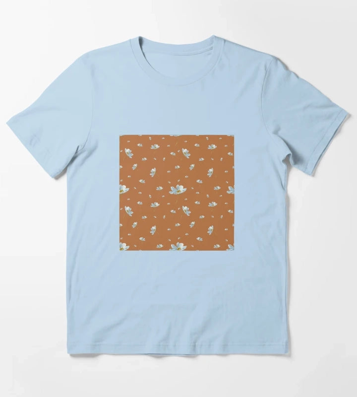Camomile daisy pattern a watercolor pattern orange T-Shirt Sky Blue