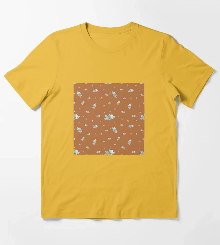 Camomile daisy pattern a watercolor pattern orange T-Shirt Yellow