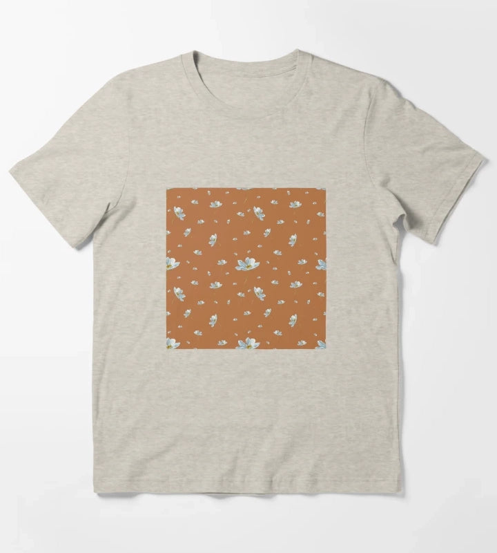 Camomile daisy pattern a watercolor pattern orange T-Shirt Cream