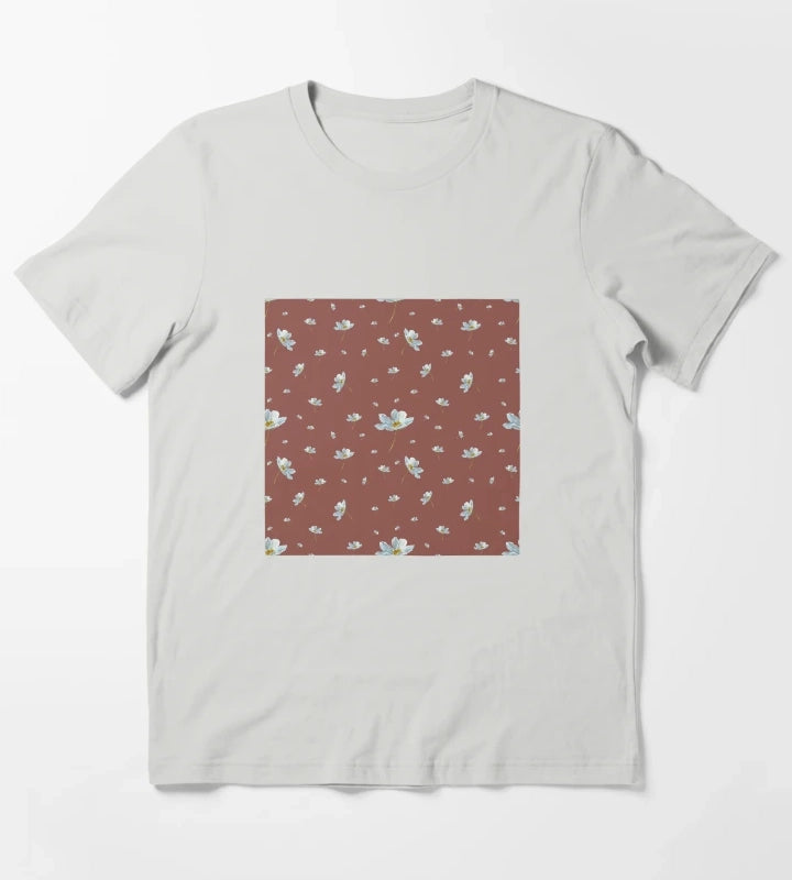 Camomile daisy pattern a watercolor pattern red T-Shirt Light Grey