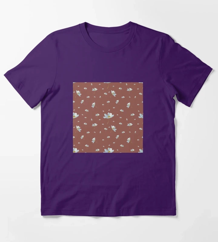 Camomile daisy pattern a watercolor pattern red T-Shirt Purple