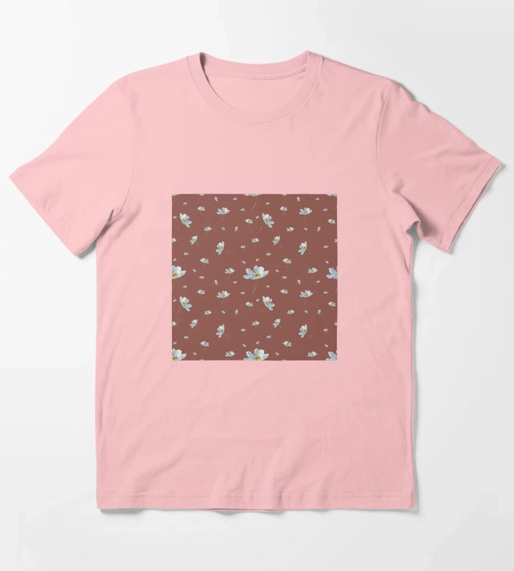 Camomile daisy pattern a watercolor pattern red T-Shirt Dark Grey
