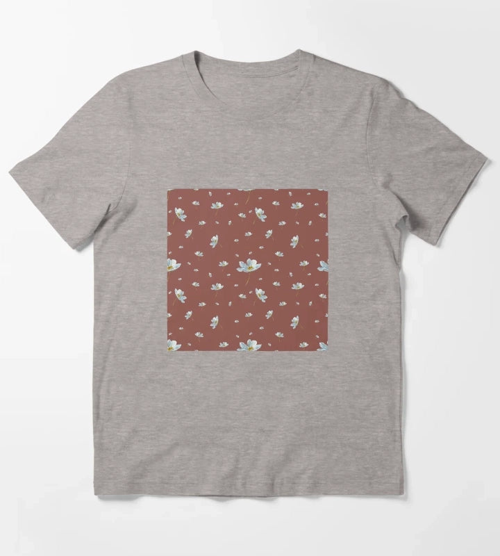 Camomile daisy pattern a watercolor pattern red T-Shirt Heather Grey