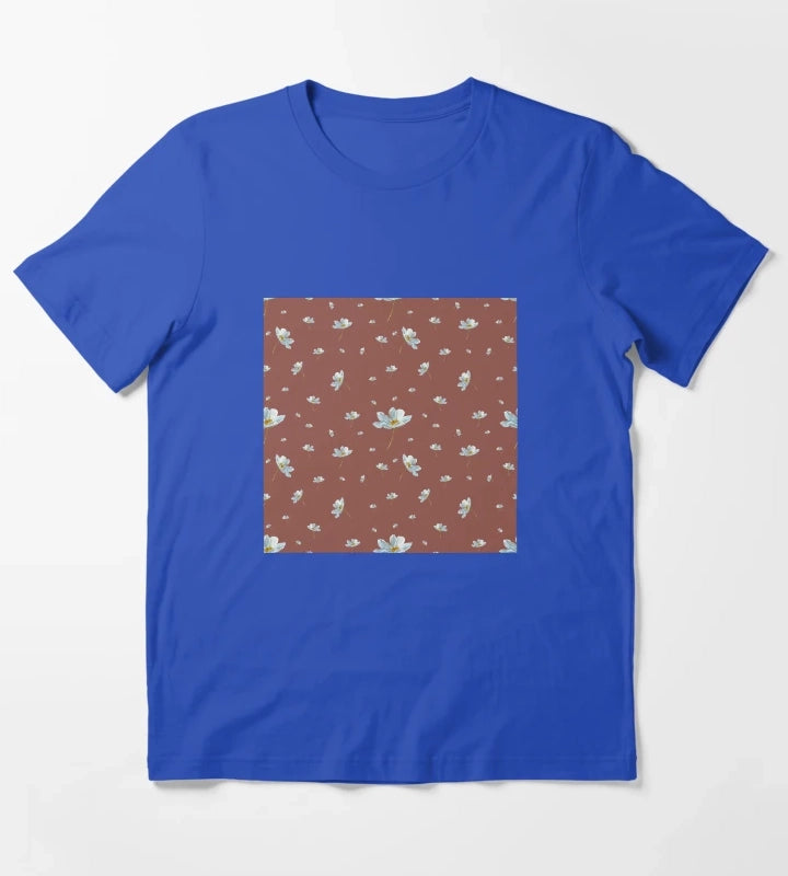 Camomile daisy pattern a watercolor pattern red T-Shirt Blue