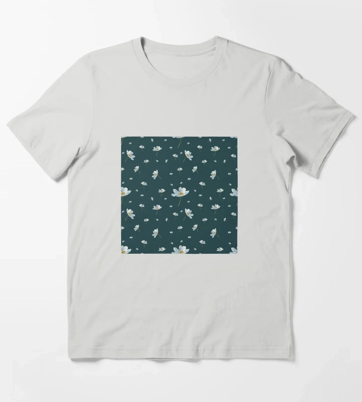 Camomile daisy pattern a watercolor pattern turquoise T-Shirt Light Grey